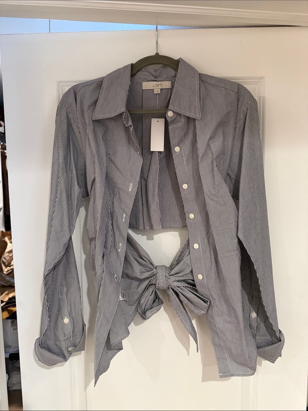 NWT Incredible LOFT Open Tie Back Blouse S